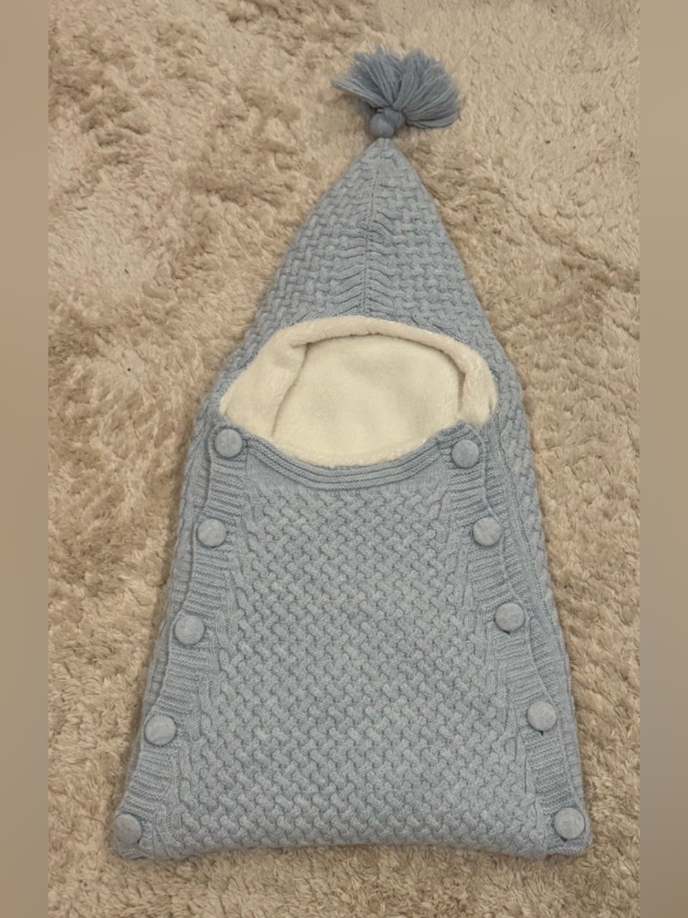NipperLand Baby Hooded Knit Fleeced Lined Wool Blend Sleep Sack